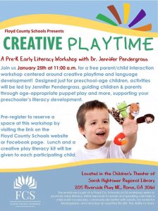 Pre-K Creative Playtime Workshop @ Rome-Floyd County Library