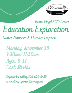 Education Exploration Water Sources & Human Impact @ Rome-Floyd ECO Center